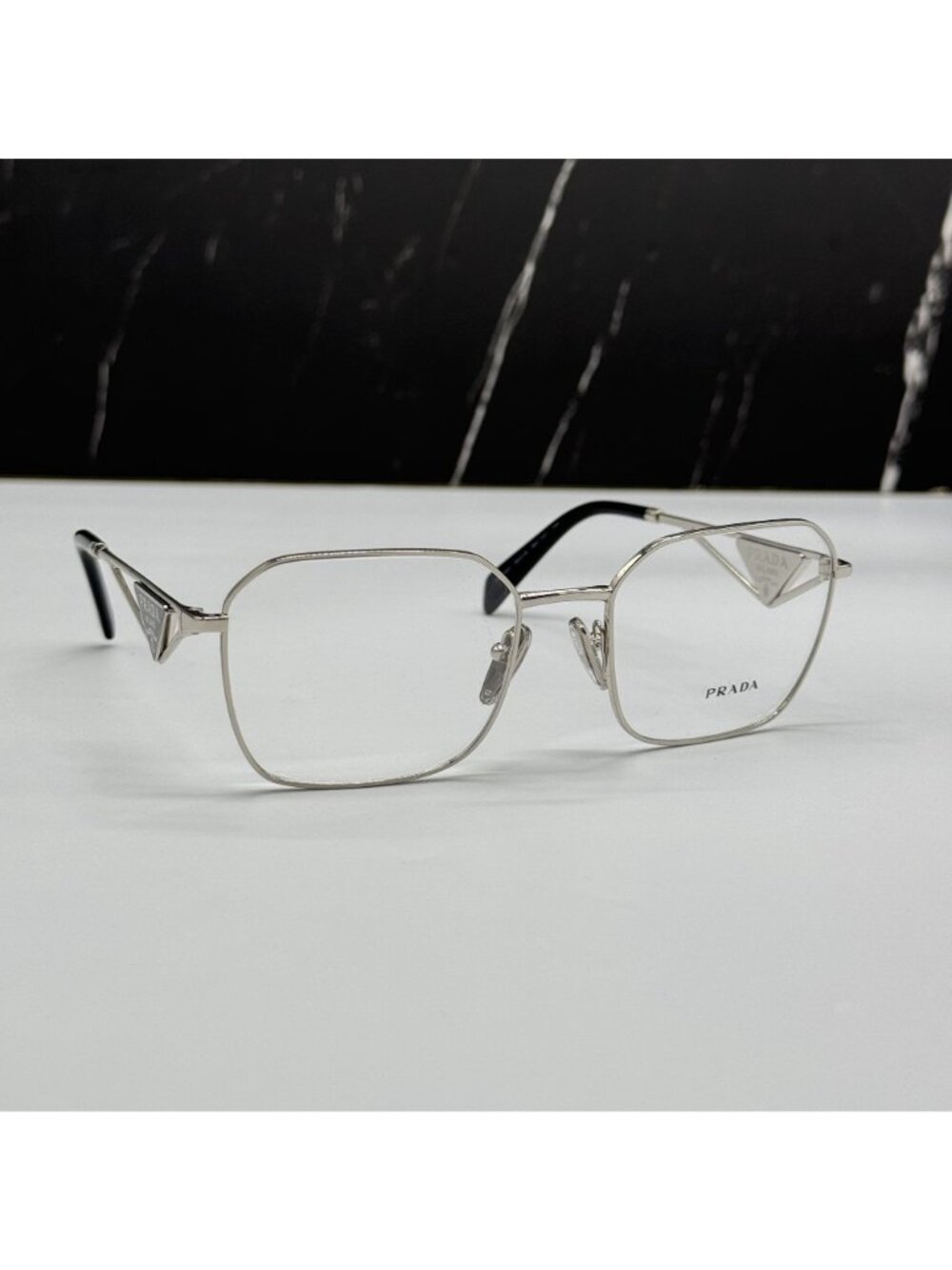 Prada PRA51V 1BC1O1 Women Silver Square Eyeglasses Authentic NEW - Picture 5 of 11